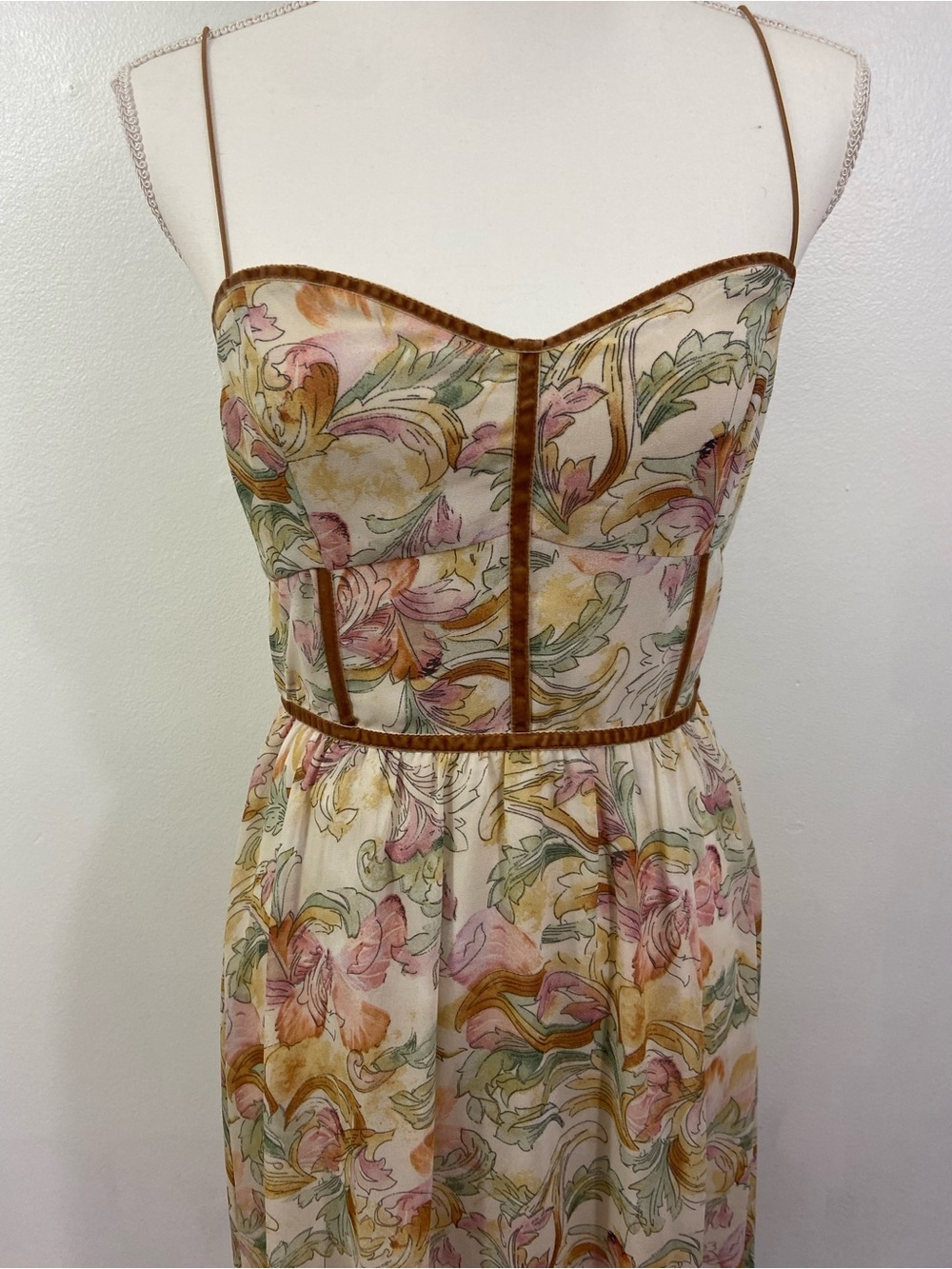 12th Tribe Ruby Midi Floral Dress Spaghetti Straps M Babydoll Garden Corset - Picture 4 of 12